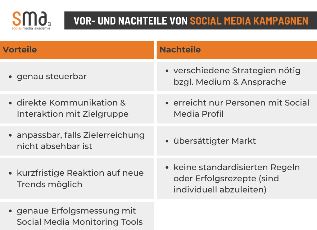 allgemeine Vor- und Nachteile einer Social Media Kampagne