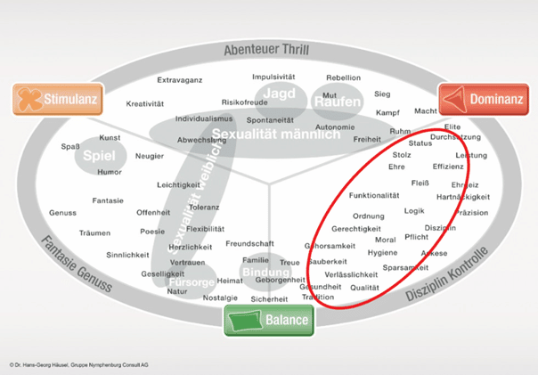 Zielgruppenanalyse - Limbic Map mit ausgeprägter Dominanz
