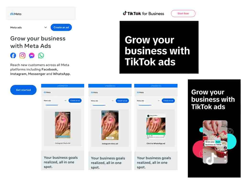 Werbeformen Beispiele Meta Ads TikTok for Business